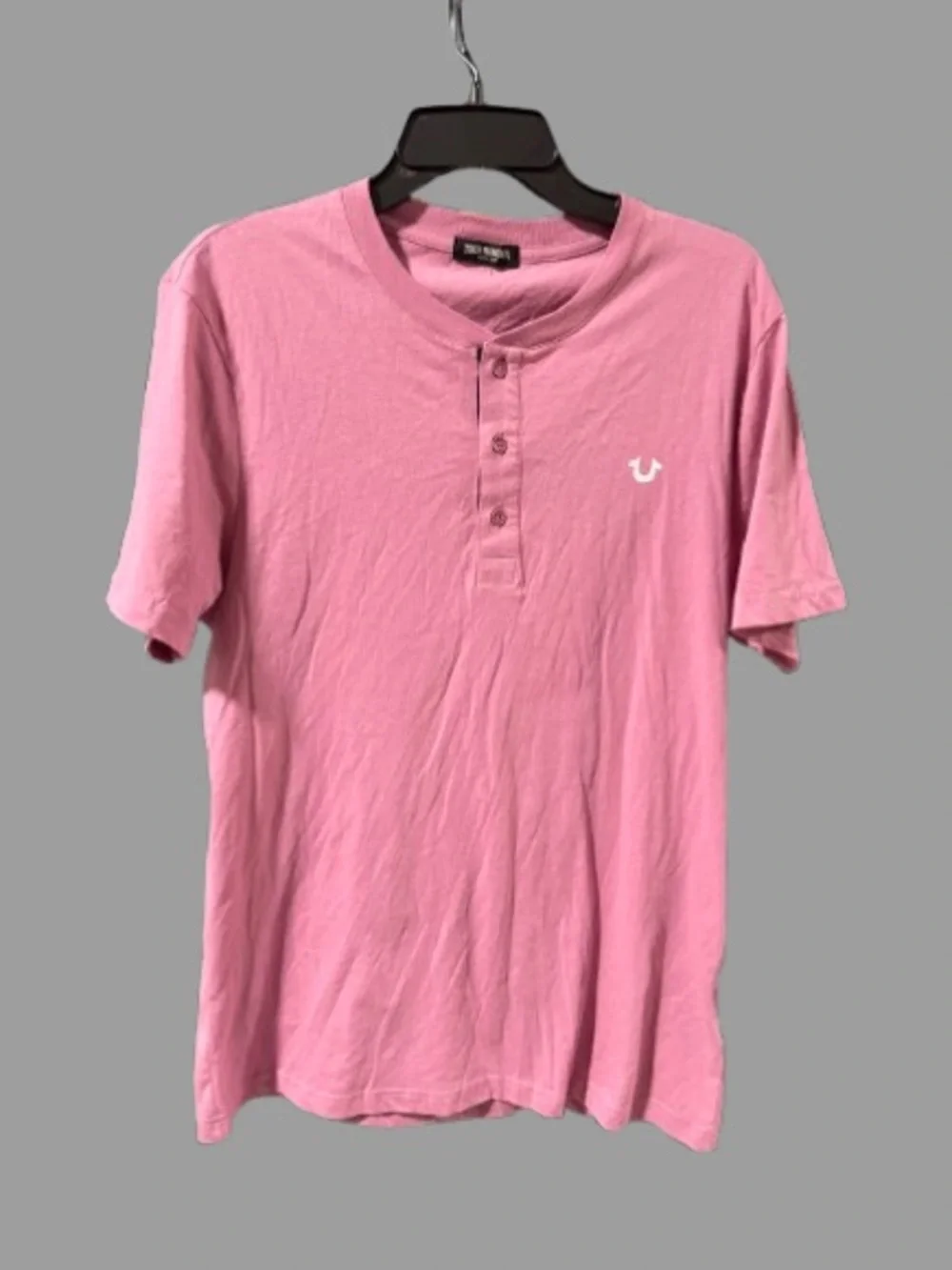 True Religion Pink Short-Sleeve Henley Shirt